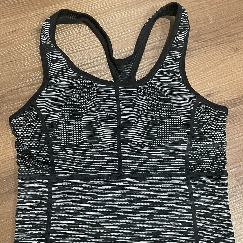 Women's Black/Gray Striped Sports Bra Top